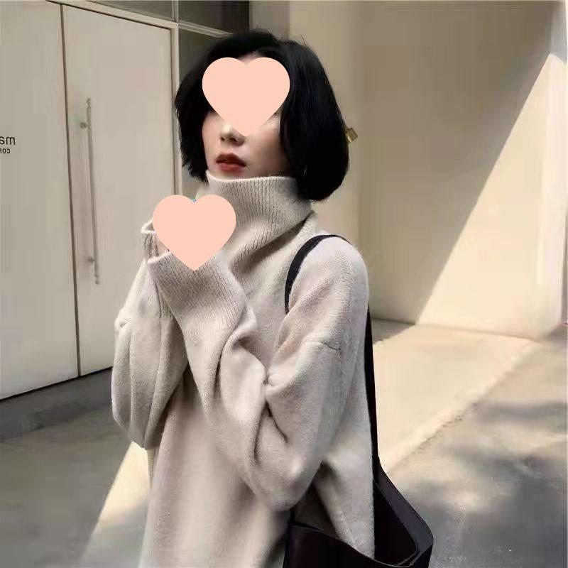 Women's Trendy Thick Knit High-Neck Sweater - Loose, Gentle French Style for Autumn/Winter