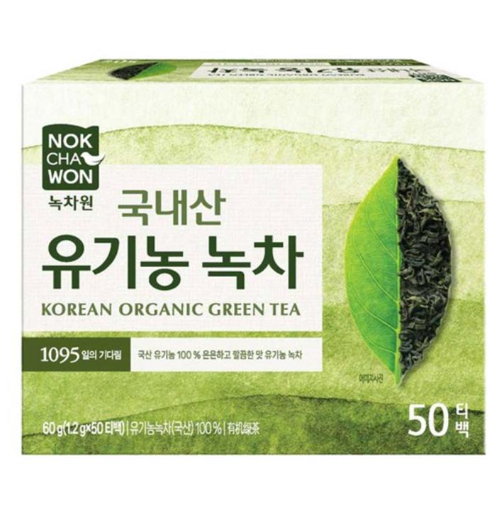 Nokchawon Organic Pure Green Tea 50 Tea Bags — Clean & Refreshing Organic Tea