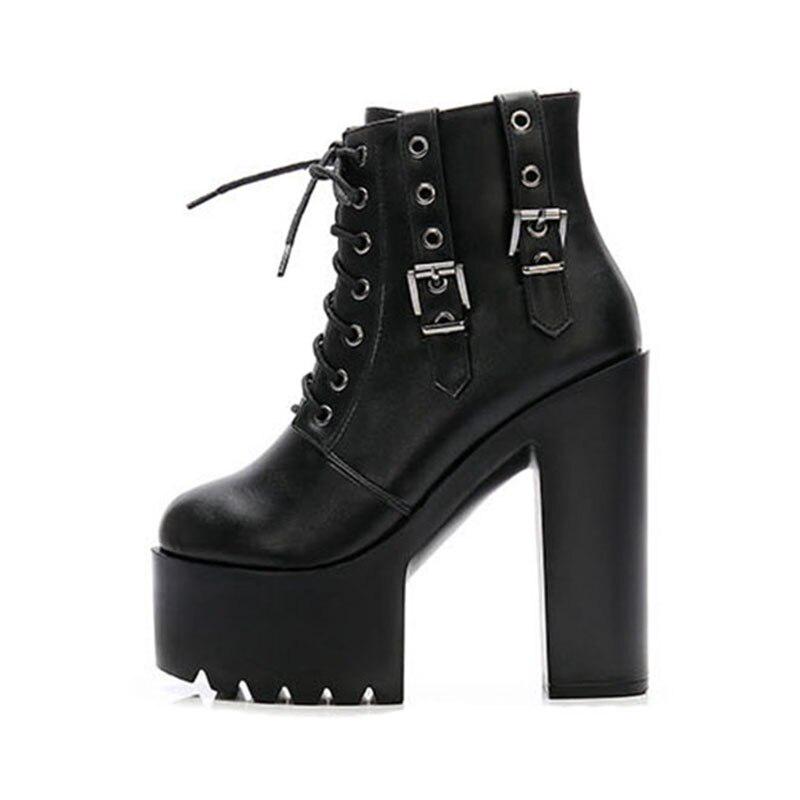 Botas Negras Blancos Mujer Tacón Cuadrado 16cm Botas Cremallera Remache  Plantilla Mujer ZYW-659-10-A comprar a buen precio — entrega gratuita,  reseñas reales con fotos — Joom