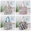 Storage Bag Portable Mommy Bag Cat Pattern Canvas Handbag Top-handle Cartoon Lunch Bags  Students