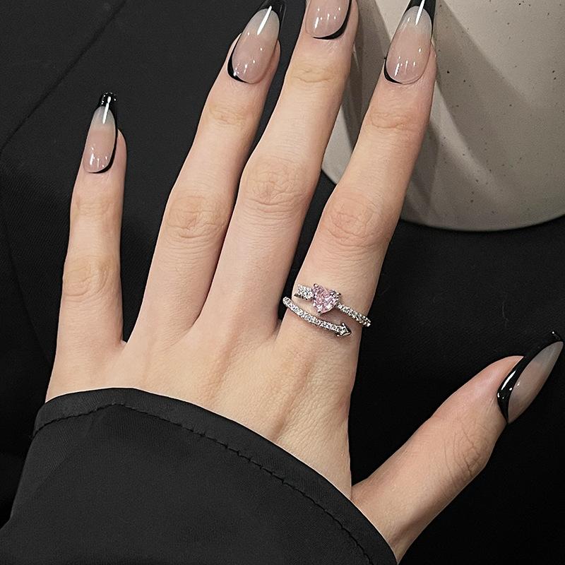 Anillo de Serie Rosa de Lujo de Nicho Lleno de Diamantes Circonita Luz de Lujo de Gama Alta Anillo Abierto de Princesa