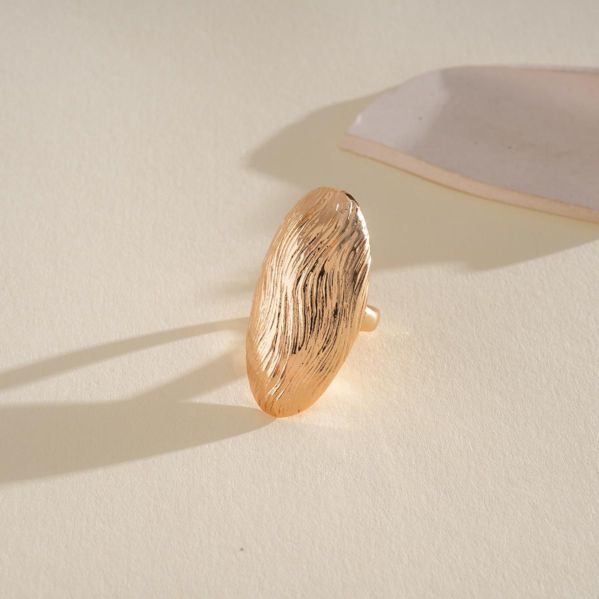 

DIGADAGU Alloy Pleated Striped Oval Opening Ring New Simple Classic Ring Women s Daily Zircon Accessories золотистий