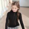 Girls' Half High Collar Knitted Ruffle Edge Sweater