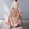 Simple and Fashionable Long Skirt Summer Short Sleeved Round Neck Printed Dress