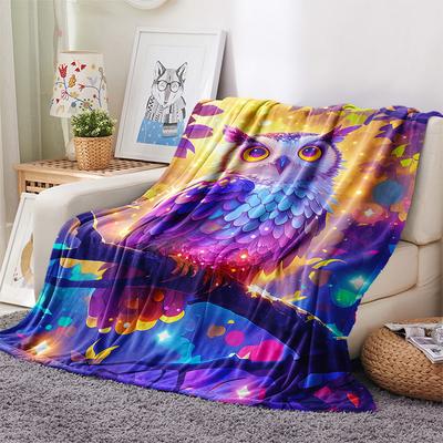 Owl Print Flannel Blanket, High Quality Comfortable for All Seasons, Home Decor, Warmth and Comfort, Perfect for Christmas Gifts