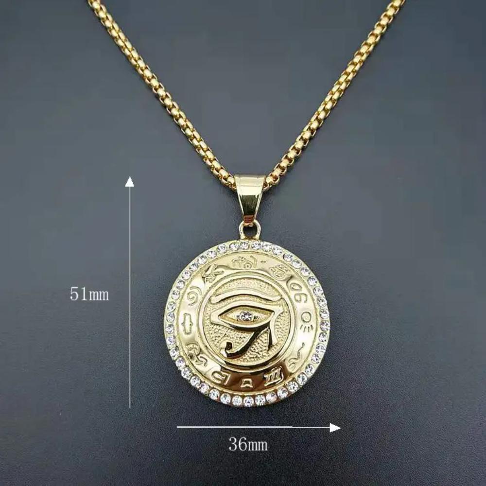 Ancient Egypt Eye Of Horus Pendant Necklace Gold Stainless Steel Jewelry For Women Men