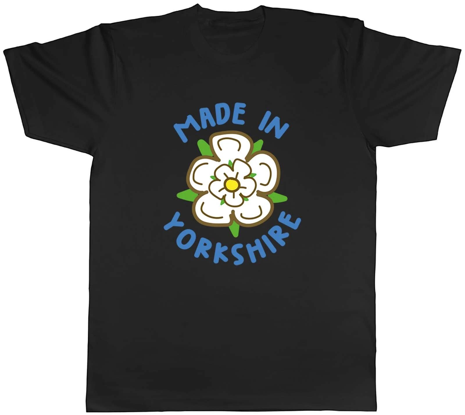 Made in Yorkshire Mens T-Shirt White Rose of York Unisex Tee Gift XS
