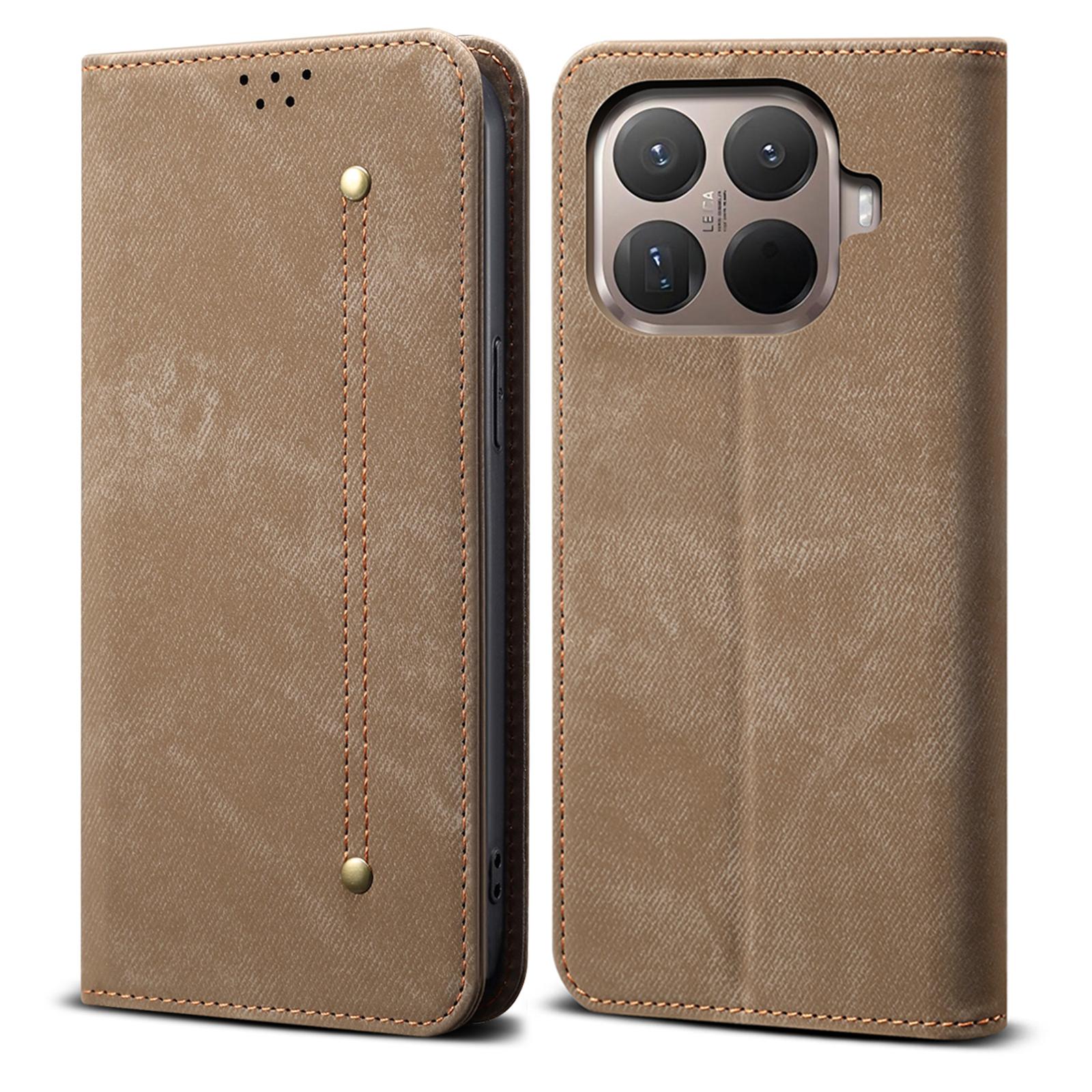 

For Xiaomi 15T Pro Case Jeans Cloth Texture Anti-Scratch Leather Stand Phone Cover