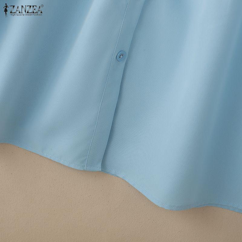 ZANZEA Women Casual Turn Down Collar Summer Short Sleeve Dress