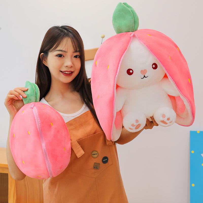 Strawberry Bunny Plush: Cute Radish-Inspired Companion with Big Ears