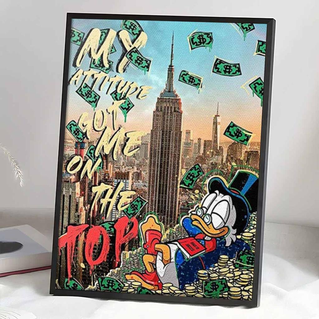 5D DIY Diamantmalerei Kits für Erwachsene, Donald Duck, der Geld verdient, Vollrund Kristall Diamant Kits für Anfänger zur Heimwanddekoration