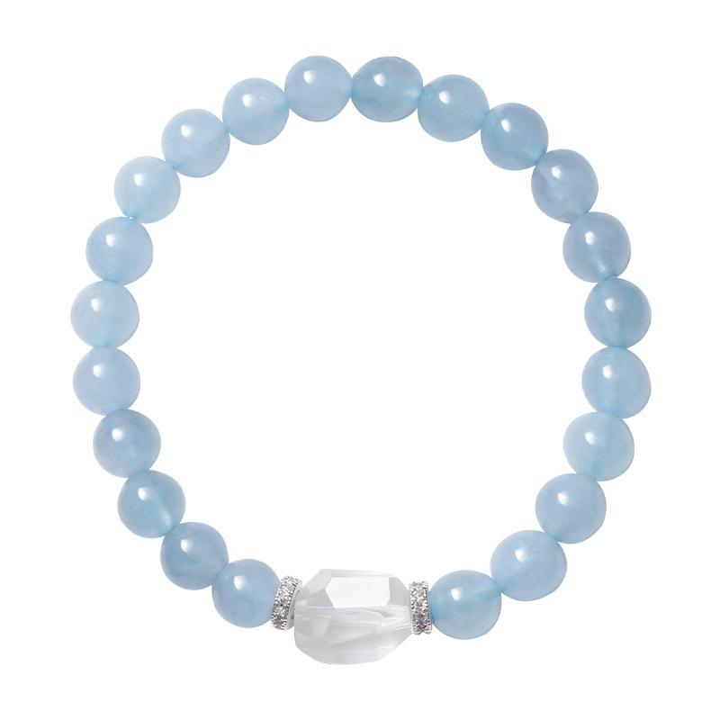 Aquamarine Agate Irregular Bracelet - Women's Light Luxury Fairy Style Elastic Jewelry