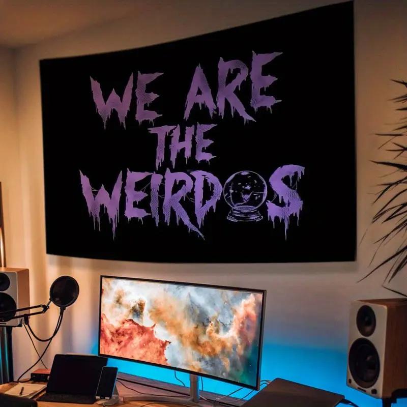 Eccentric Gaming Room Tapestry With The Bold Statement We Are The Weirdos For A Unique And Creative Space That Embraces 75X75cm