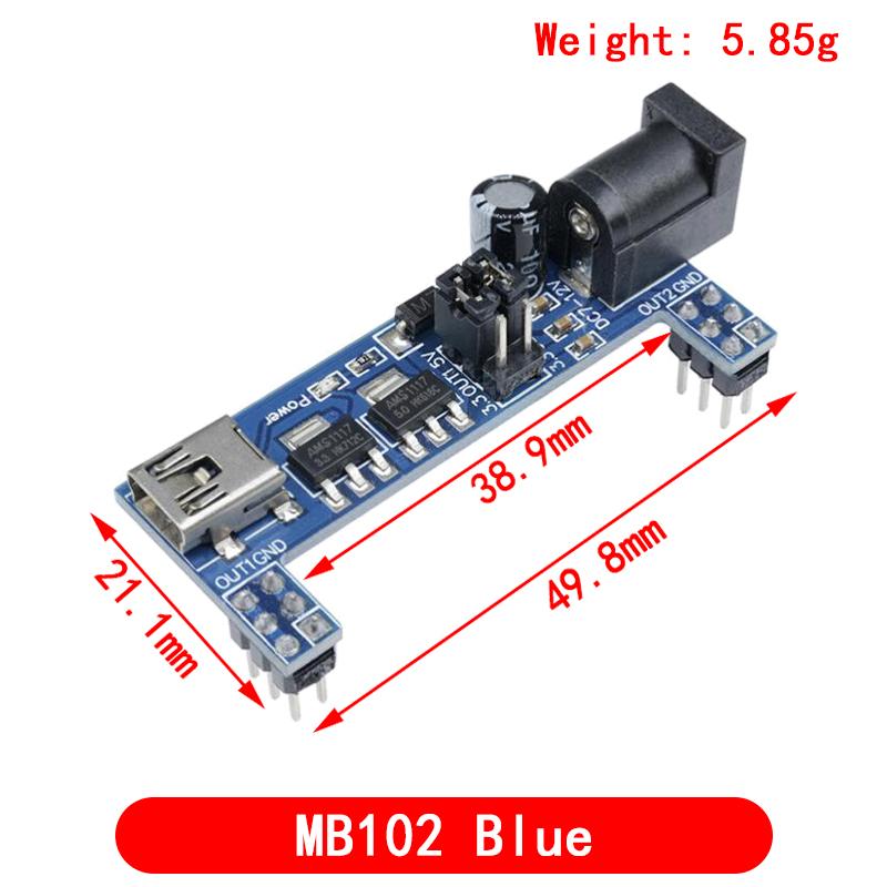 3.3V/5V MB102 Breadboard power module+ 400 points Solderless Prototype Bread board kit +65 Flexible jumper wires