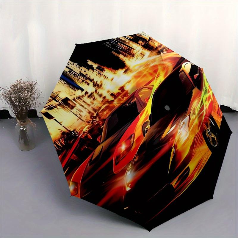 1pc City Racing Flame Trails Themed High-quality Umbrella,Automatic Opening and Closing Umbrella,Multi-functional Umbrella G0811165