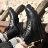 Mode Hohe Herrenstiefel Winterschuhe Herren Leder Warme Schneestiefel mit Fell Motorradstiefel Herren Lederschuhe Formal Große Größe 37-47