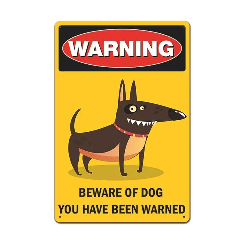 Retro Metal Tin Sign  Warning Dog  Vintage Wall Decor for Home Garden Cafe  Perfect for IndoorOutdoor Use  Rustic Poster Prin