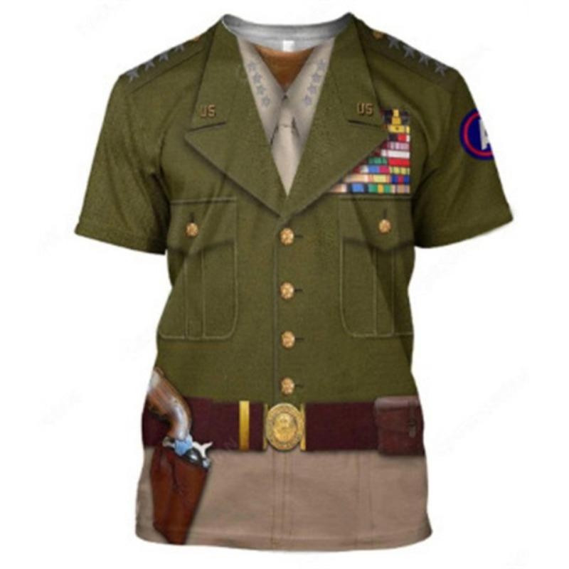 

Літні чоловічі футболки 3d поліцейська уніформа з принтом О-виріз з коротким рукавом Модний одяг для косплею Оверсайз вуличний одяг Футболки XL