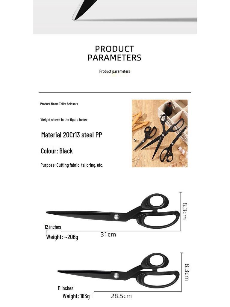 Professional Rust-Proof Tailor's Scissors - Stainless Steel, Handmade, for Left and Right Handed Use, Ideal for Cutting Fabric and Paper