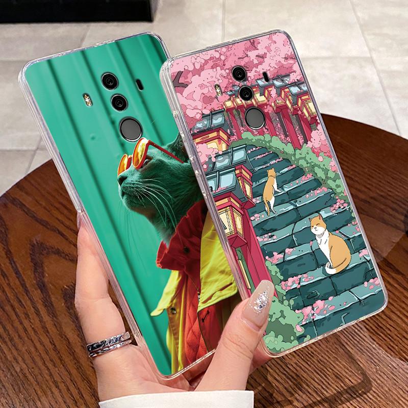 For Huawei Mate 10 Pro Capa Huawei Nova 2i Fundas Huawei Mate 10 Lite Covers Clear Silicone Soft TPU Coque Cute Cat Phone Case