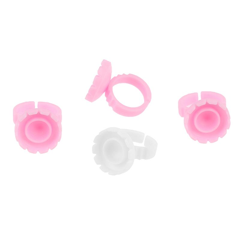 100Pcs Disposable Eyelash Extension Rings Lash Glue Fan Cup Finger Holder Fans