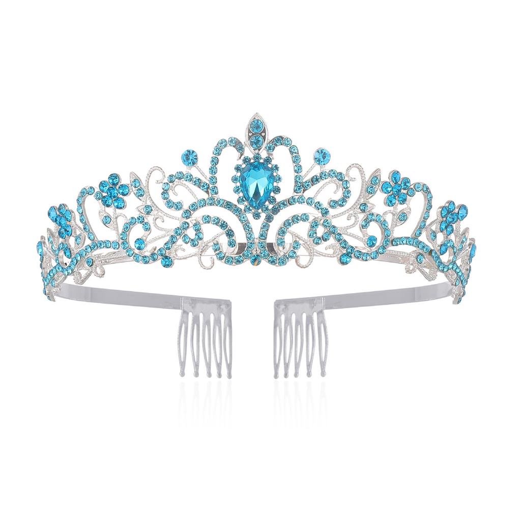 Shimmering Crystal Tiara Crown Princess Wedding Headpiece Gold Rhinestone Baroque Headband for Proms and Birthday