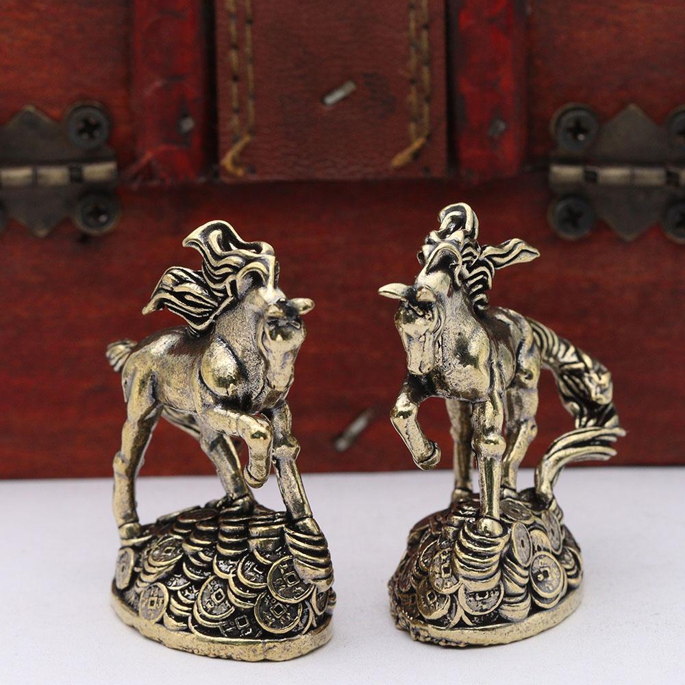 Vintage Brass Horse Figurine Money Stepping War Horse Ornament 2026 Zodiac Horse Home Office Desktop Decoration