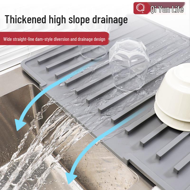 Silicone Multi-functional Kitchen Mat: Sink Splash Guard & Heat-Insulating Draining Mat