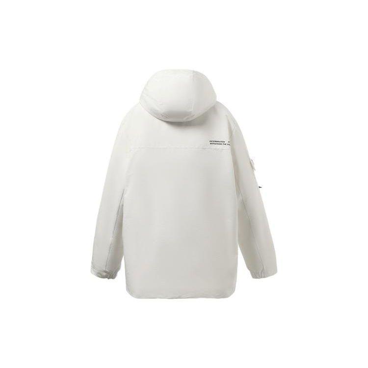 Li Ning Training Series Letter Zipper Hooded Comfortable Breathable Down Jacket Men Outerwear White AYMR383-3