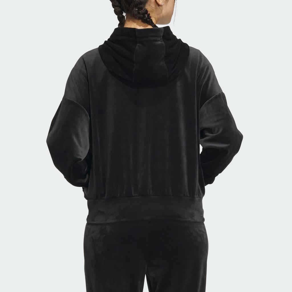 Adidas Jednobarevná ležérní bunda s kapucí na zip Dámské bundy Černá IV7564