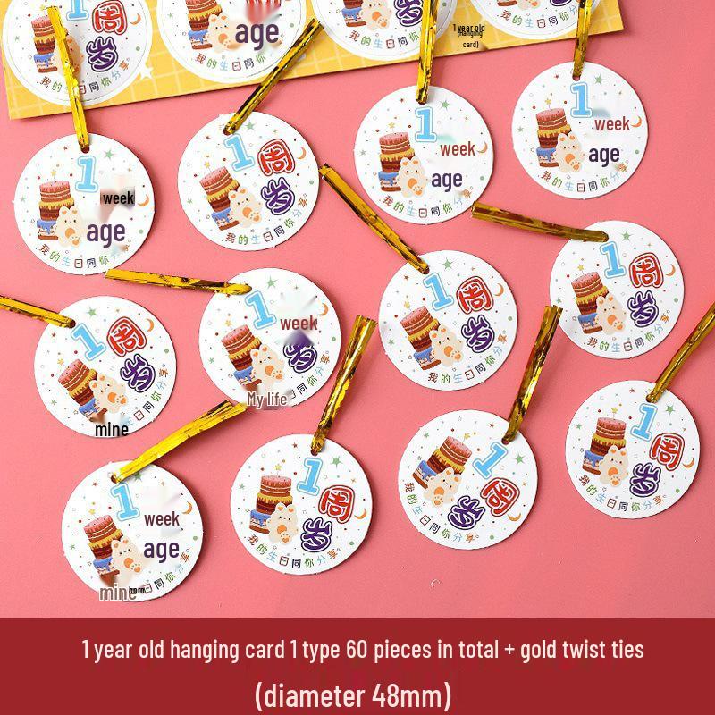 Birthday Return Gift Hang Tag for Kids - Double Full Moon Design