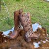 Fashion boots with belt buckle Spring Autumn new style thick heel increased height simple comfortable versatile women's boots