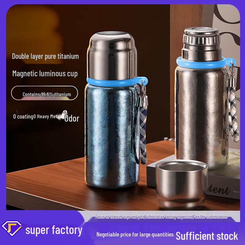 ZHOUYUEHENGSHENG Pure Titanium Thermal Tea Mug, 450mL