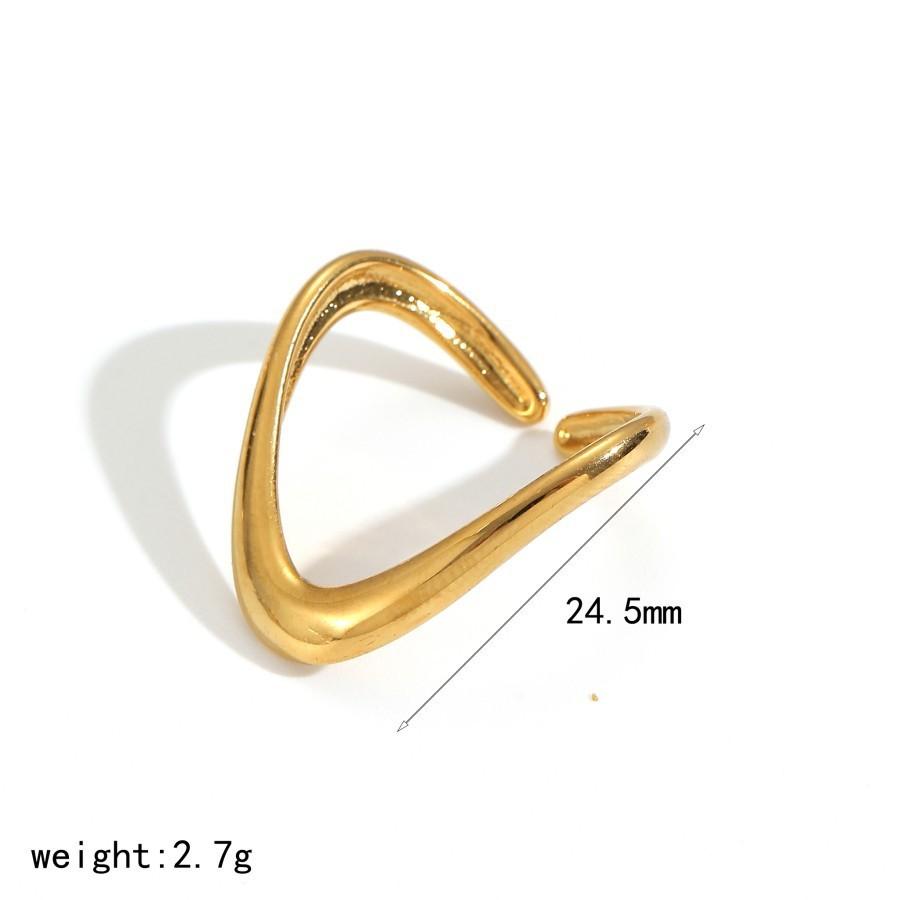 Geometric Stainless Steel Adjustable Ring With Diamonds For Women And Modern Fashion