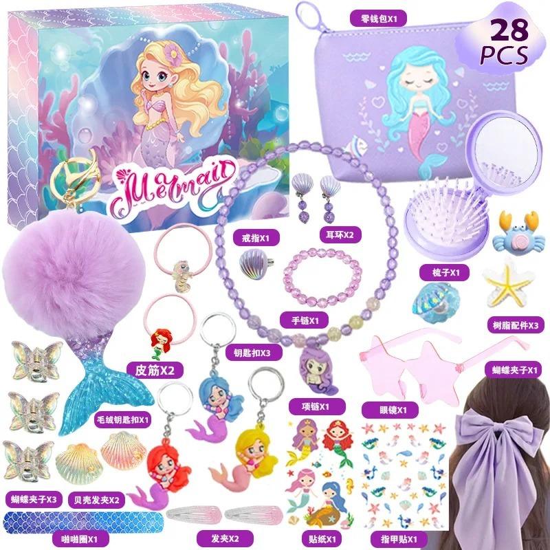 24 Tage Mädchen Weihnachts-Adventskalender, Prinzessinnen-Schmuckset Countdown-Geschenk, Weihnachten Prinzessin Anzieh-Accessoires Geschenkbox