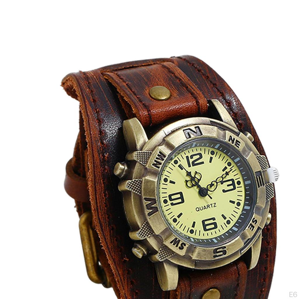 Leather Bracelet Watch, Replacement Strap, Wide ,Strap Watch for Men Punk