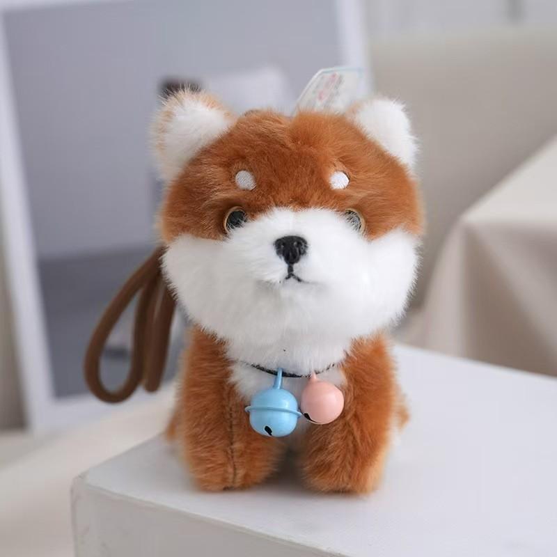 Niedlicher Hunde-Plüsch-Schlüsselanhänger aus weichem Kurzflorstoff für Geschenke und Taschen-Dekoration