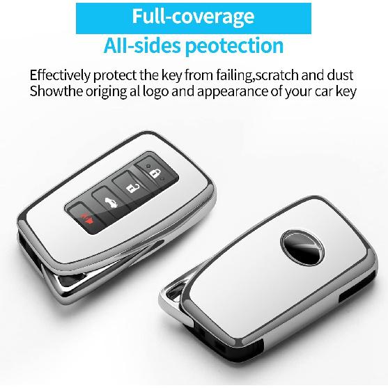 Autophone Compatible With Lexus Key Fob Cover With Keychain Soft TPU 360 Degree Protection Key Shell Case For 2013-2017 RX ES GS LS NX RS GX LX RC LC