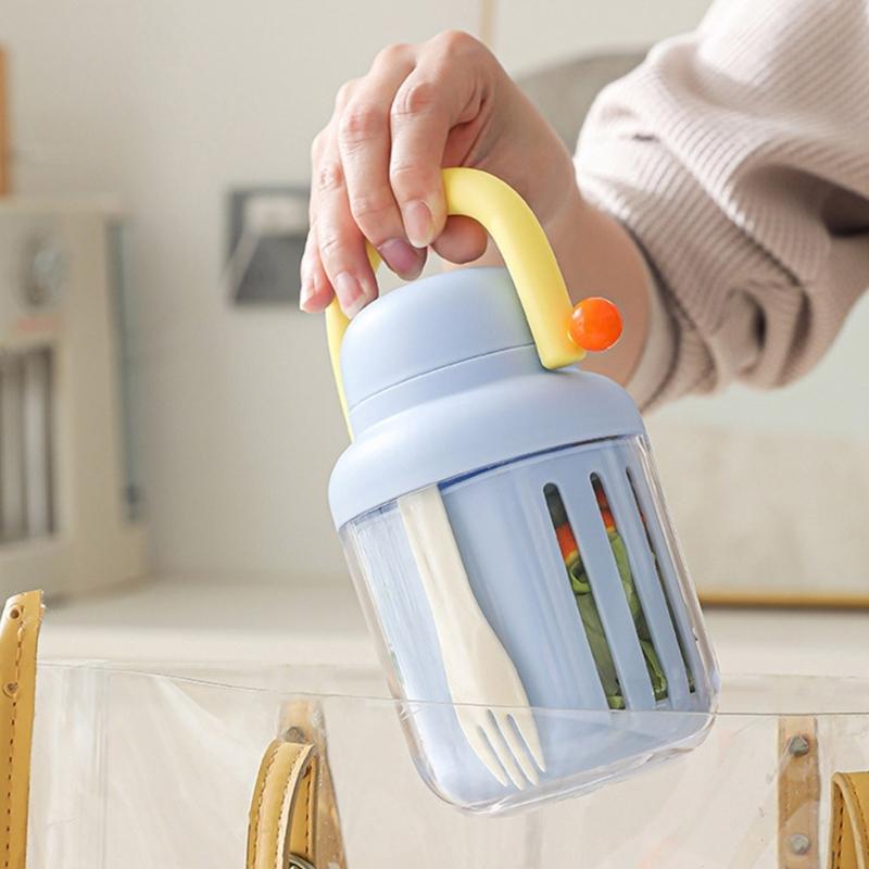 Vegetable Fruit Shaker Cup with Detachable Sauce Compartment Portable Large Capacity Breakfast Storage Container