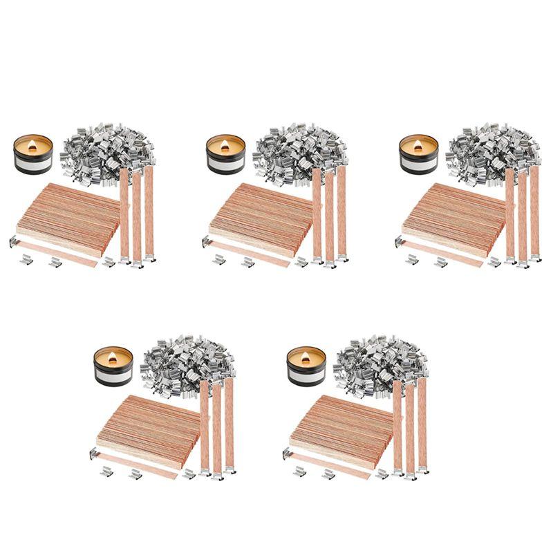 

A60Z500 Pack Wooden Candle Wicks For Candle Making, 6Inch Burst Wood Wicks/Smokeless Candle Wicks With Metal Base Clipmay