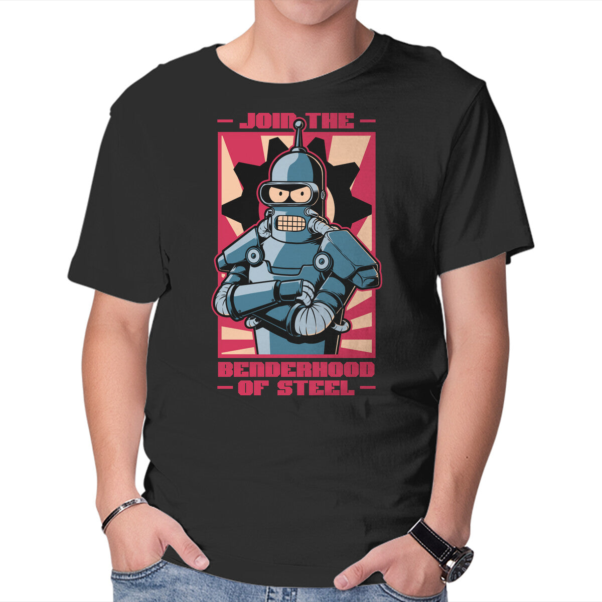 Unisex Crew Neck T-Shirt Future Brotherhood Robot Graphic Short Sleeve Casual Tee XXXXL