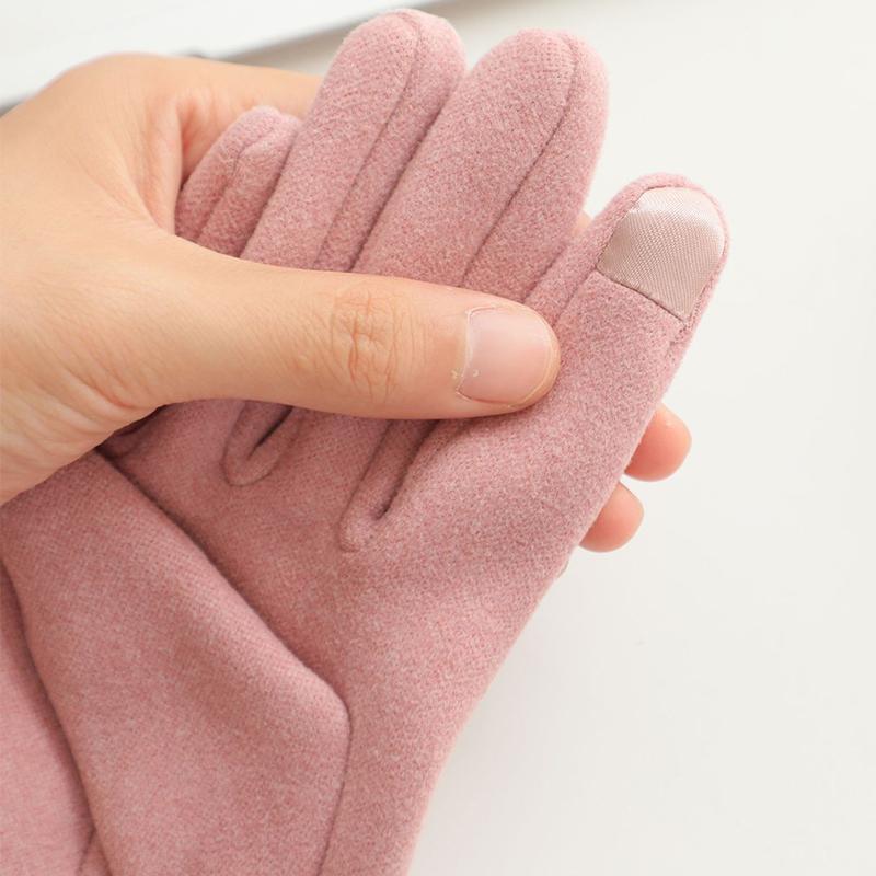 Zwei Tasten V-Manschette Wildleder Handschuhe Einfarbig Elegante Touchscreen Handschuhe Herbst Winter Warm Kalt-proof Weibliche Handschuhe