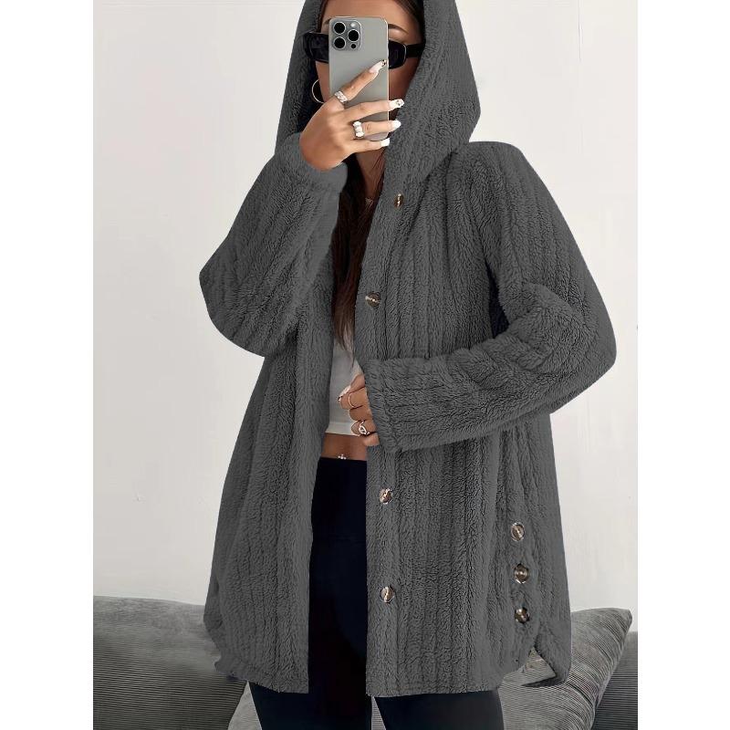 IHUASU Vestes et Manteaux Longues pour Femmes Vintage Décontractés Couleur Unie Imprimé Automne Hiver Design Unique