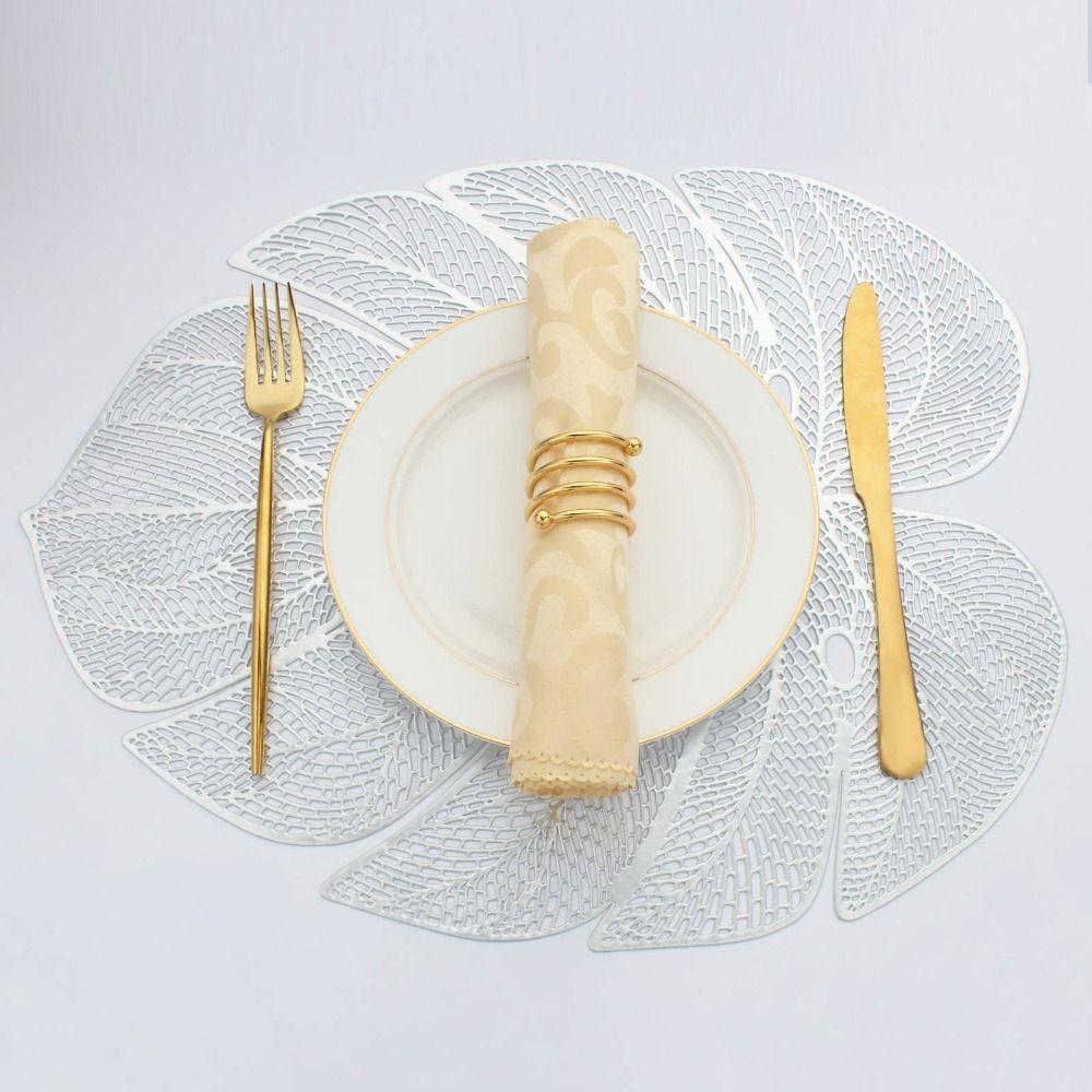 3pcs Hollow Table Mat Anti-stain Tableware Pad Dinner Table Decoration Coaster  Wedding