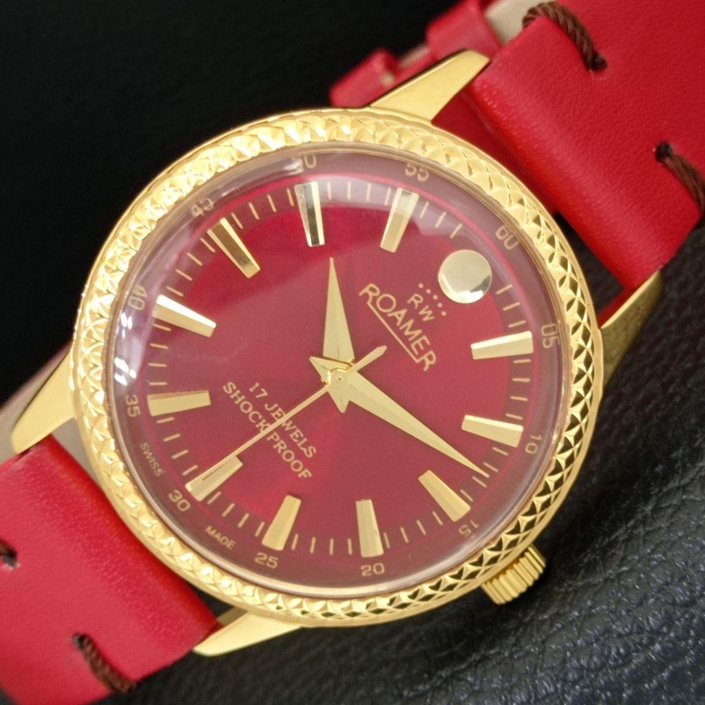 

HAND-WINDING SWISS MENS REFURBISHED VINTAGE RED COLOR DIAL WATCH a707334-1
