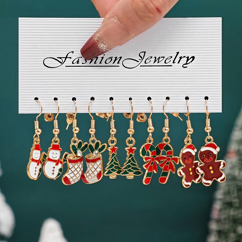 Christmas Jewelry Holiday Santa Claus Christmas Tree Reindeer Earrings Set