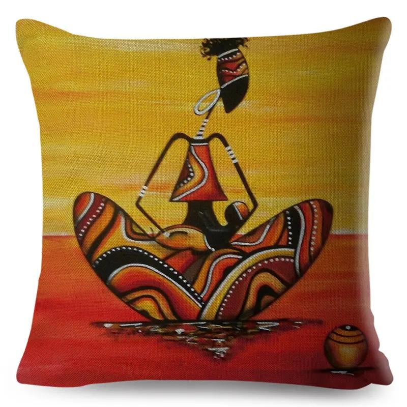 Abstract Painting Cotton Linen Decorative Cushion Cover Africa Life African Woman Home Decor Pillow Case Exotic Pillowcase