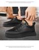 Men's Spring High-Top Waterproof Non-Slip Breathable Black Leather Casual Chef Shoes