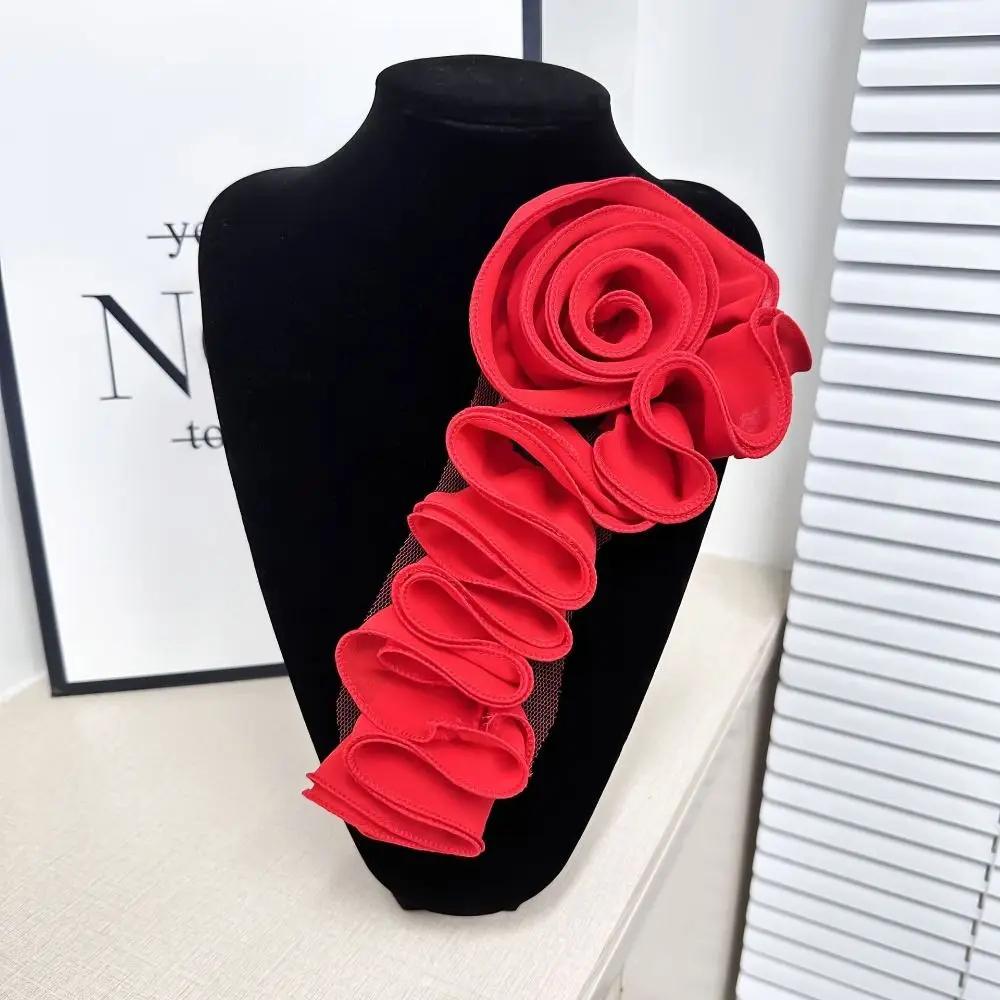 1pc Shoulder Collar Exaggerated Big Flower Pleated Flower Cloth Pressed Pleated Craft Flower Diy Clothing Accessories