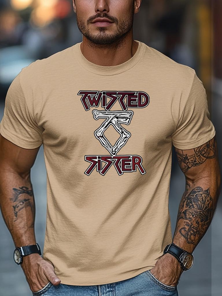 Mens tshirts100 Cotton Twisted Sister Graphic Summer Soft Round Neck Casual Breathable Tee Daily Wear Tops